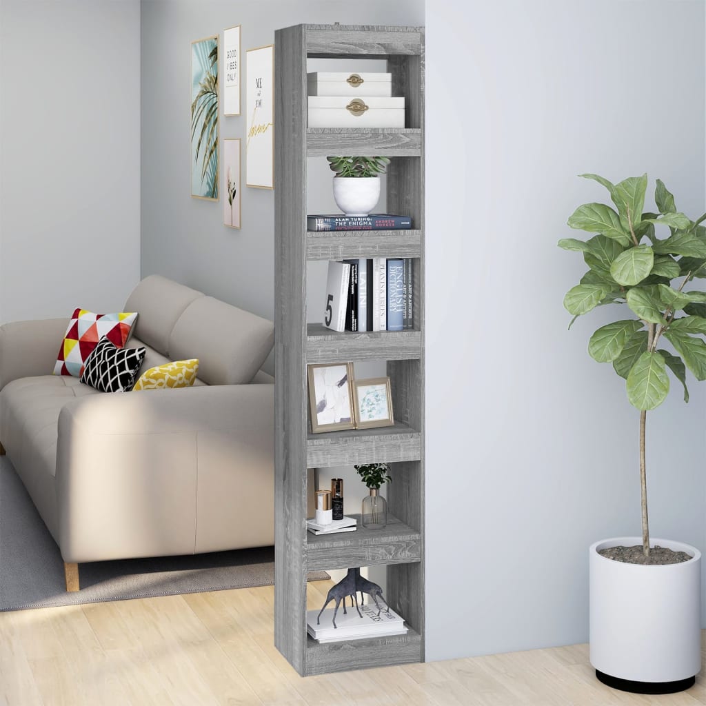 Book Cabinet/Room Divider Grey Sonoma 40x30x198 cm - Brittle & Co