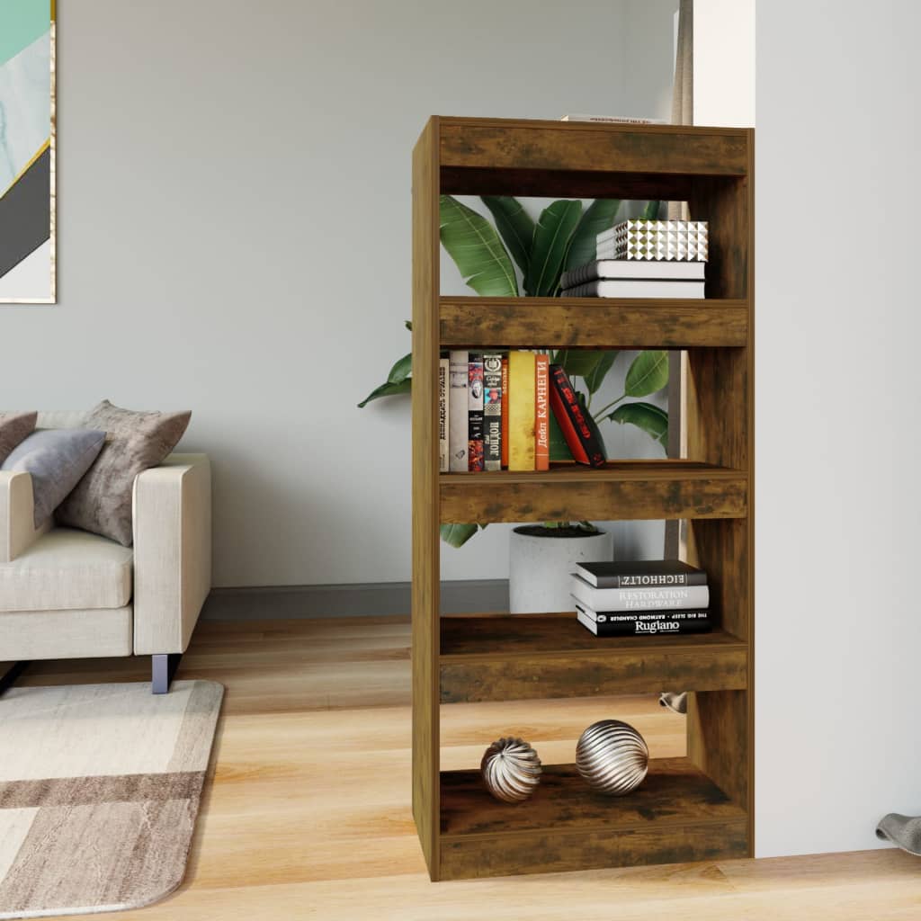Book Cabinet/Room Divider Smoked Oak 60x30x135 cm Engineered Wood - Decor Base