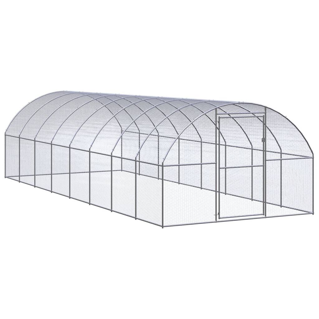 Outdoor Chicken Coop 3x8x2 m Galvanised Steel - The Home Maker
