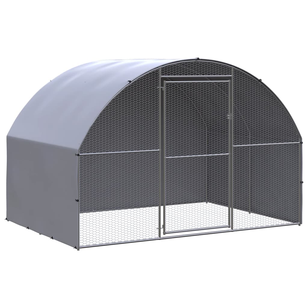 Outdoor Chicken Coop 3x2x2 m Galvanised Steel - Charlotte Dunes