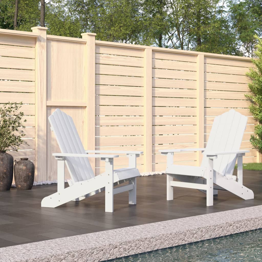 Garden Adirondack Chairs 2 Pieces HDPE White - R and M Furniture