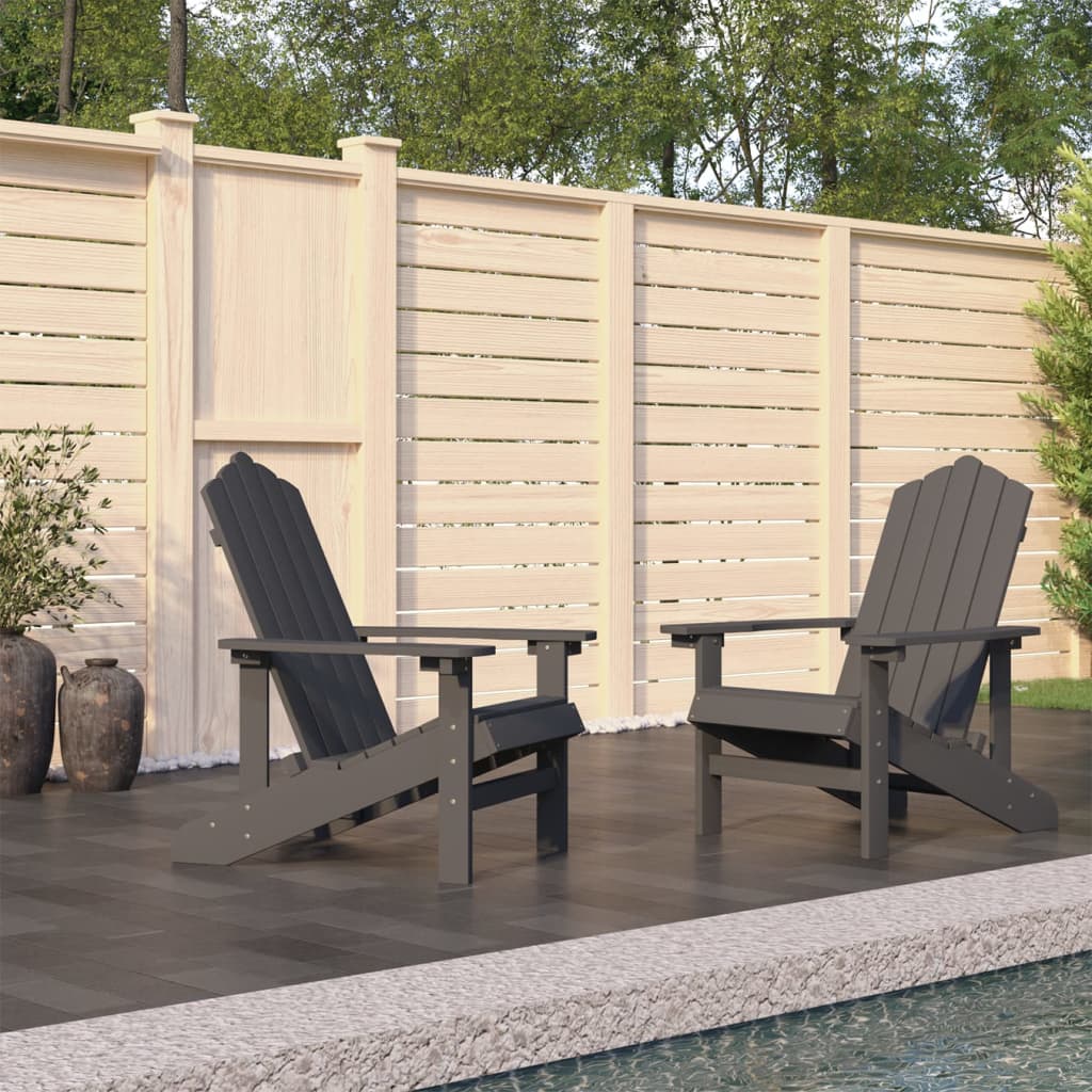 Garden Adirondack Chairs 2 Pieces HDPE Anthracite - R and M Furniture