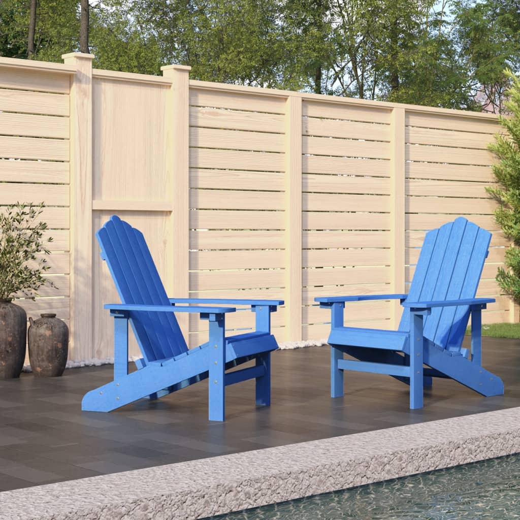 Garden Adirondack Chairs 2 pcs HDPE Aqua Blue - Discount Dealers