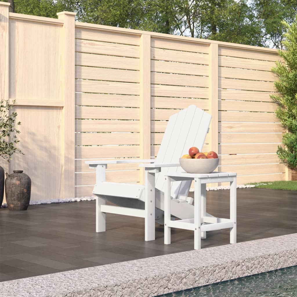 Garden Adirondack Chair with Table HDPE White - Merkel Designers