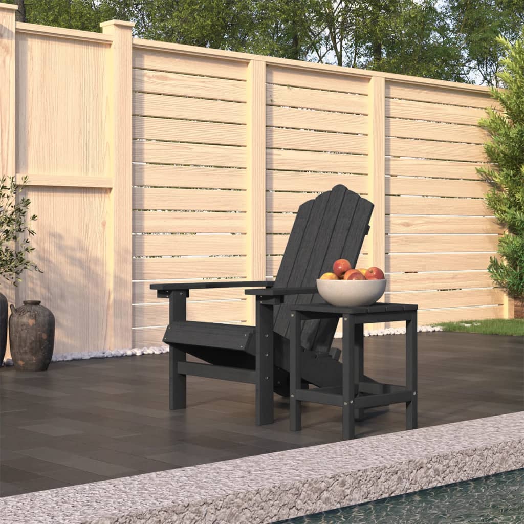 Garden Adirondack Chair with Table HDPE Anthracite - The Home Maker