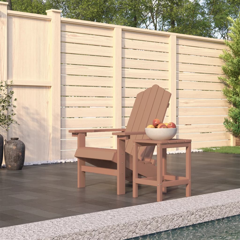 Garden Adirondack Chair with Table HDPE Brown - Merkel Designers