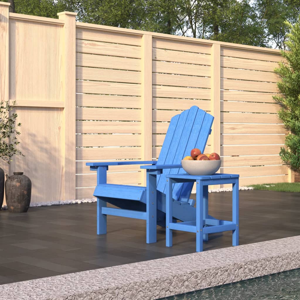 Garden Adirondack Chair with Table HDPE Aqua Blue - Decor Base