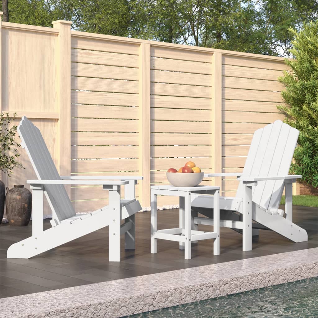 Garden Adirondack Chairs with Table HDPE White - Discount Dealers