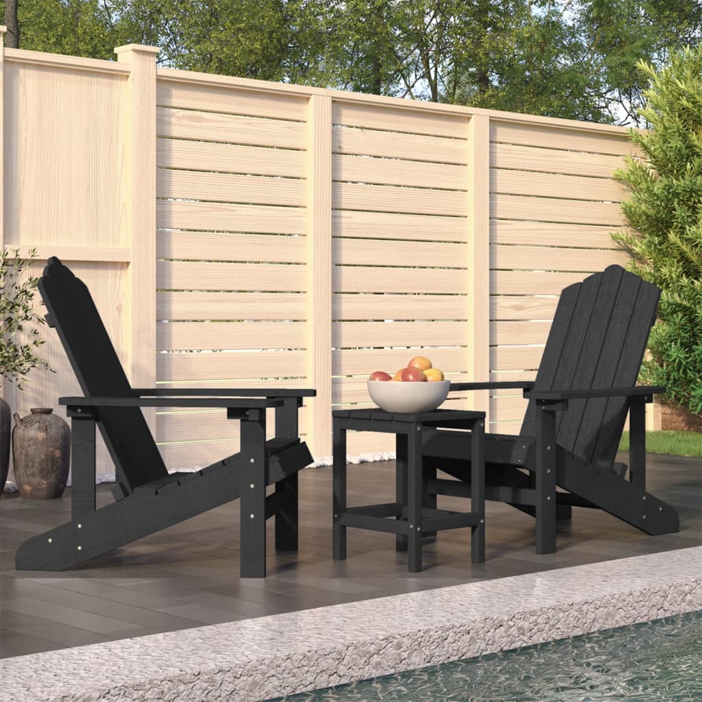 Garden Adirondack Chairs with Table HDPE Anthracite - Millennium Furniture