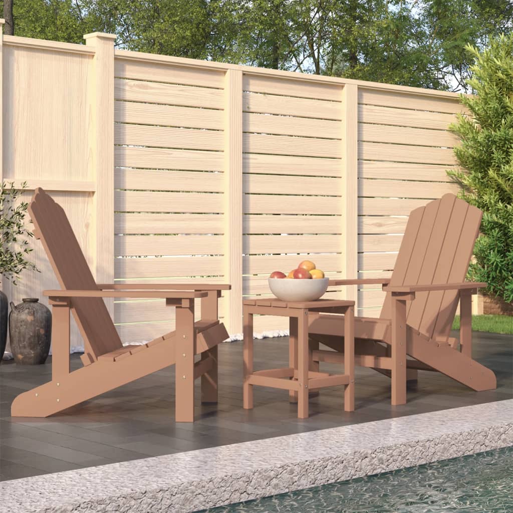 Garden Adirondack Chairs with Table HDPE Brown - Casper Homes