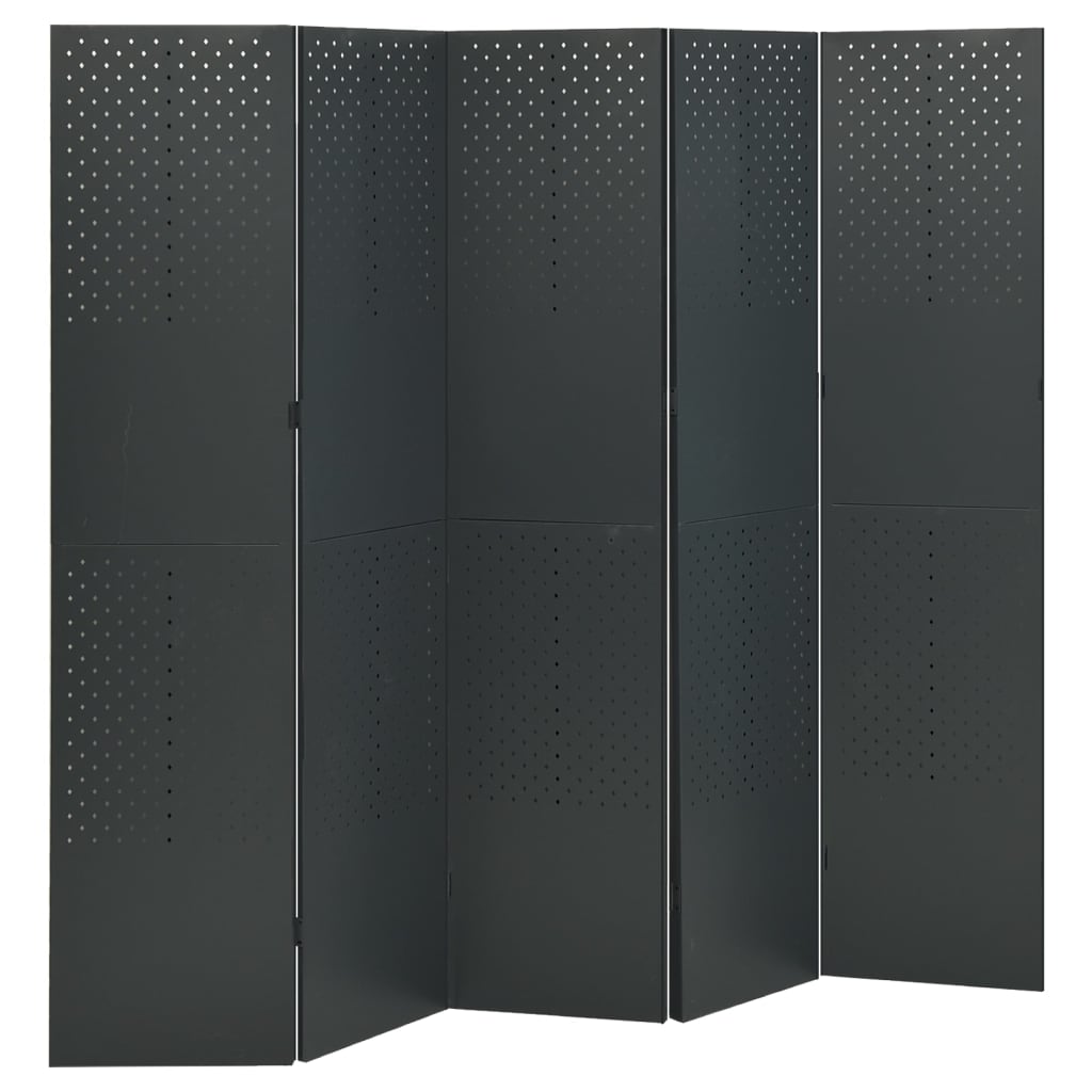 5-Panel Room Dividers 2 pcs Anthracite 200x180 cm Steel - Style and Chic