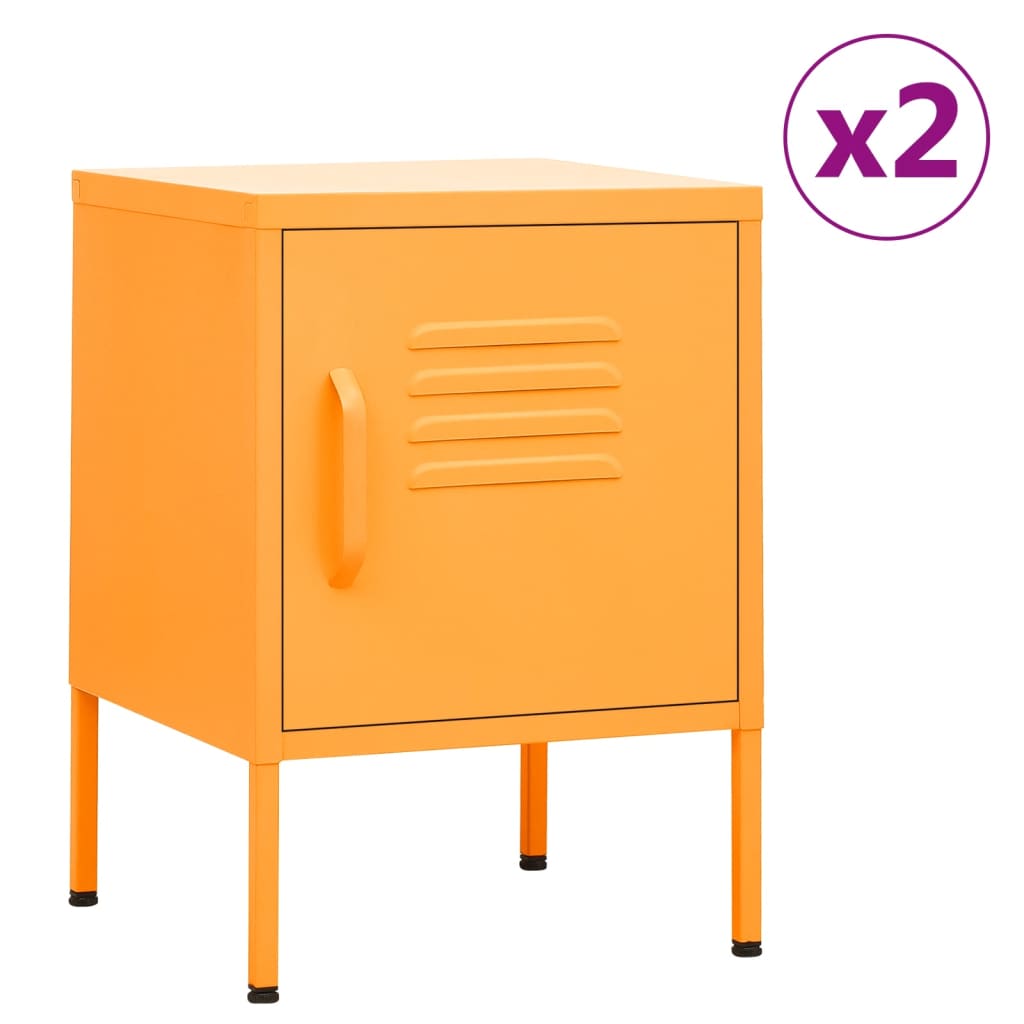 Bedside Table - MAYER Joe 2 Piece Nightstand Mustard yellow 35cm - Merlin Deals