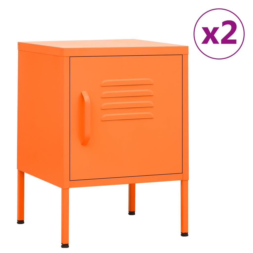 Bedside Table - MAYER Serifos 2 Piece Nightstand Orange 35cm - Discount Dealers