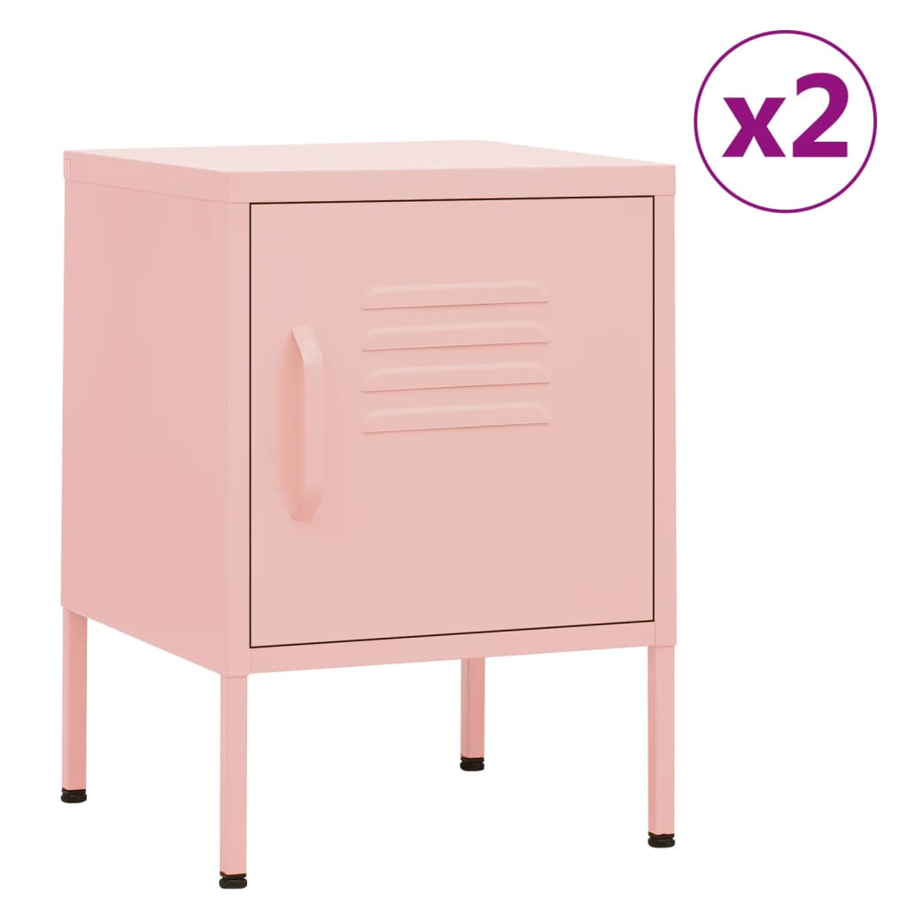 Bedside Table - MAYER Rio 2 Piece Nightstand Pink 35cm - Direct Imports