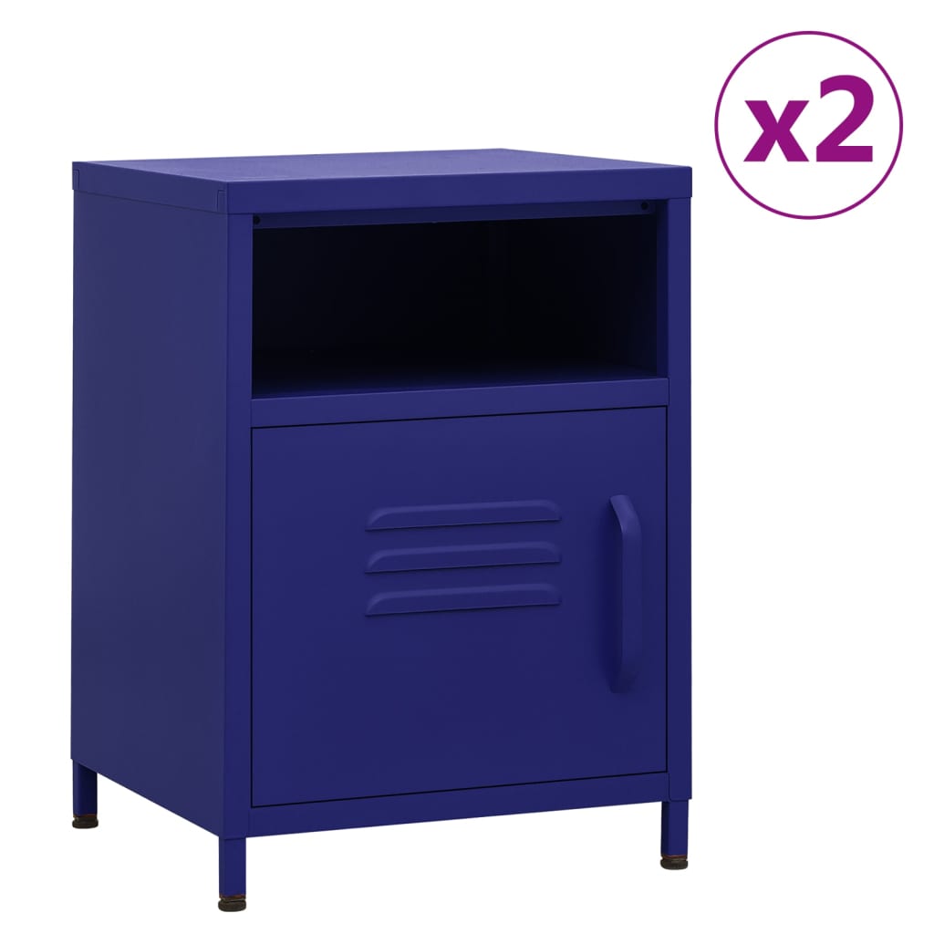 Bedside Table - MAYER Mac 2 Piece Nightstand Navy blue 35cm - Style and Chic