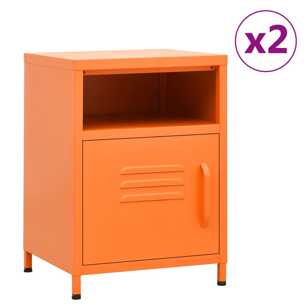 Bedside Table - MAYER Seb 2 Piece Nightstand Orange 35cm - Style and Chic
