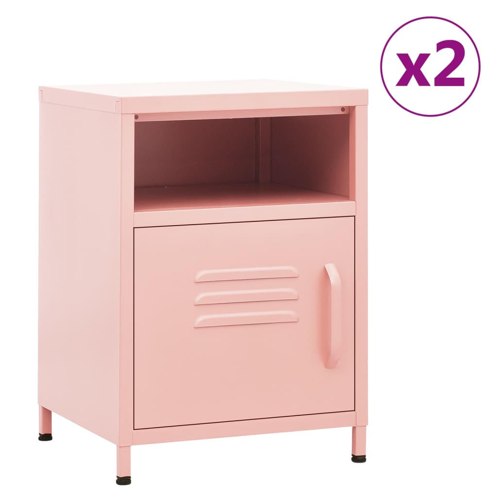 Bedside Table - MAYER Ty 2 Piece Nightstand Pink 35cm - Merlin Deals