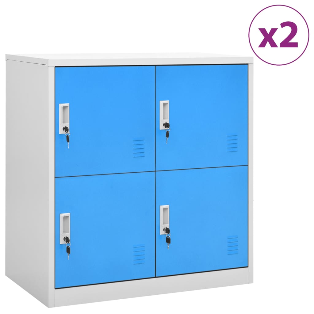 Locker Cabinets 2 pcs Light Grey and Blue 90x45x92.5 cm Steel - Sid & Sam