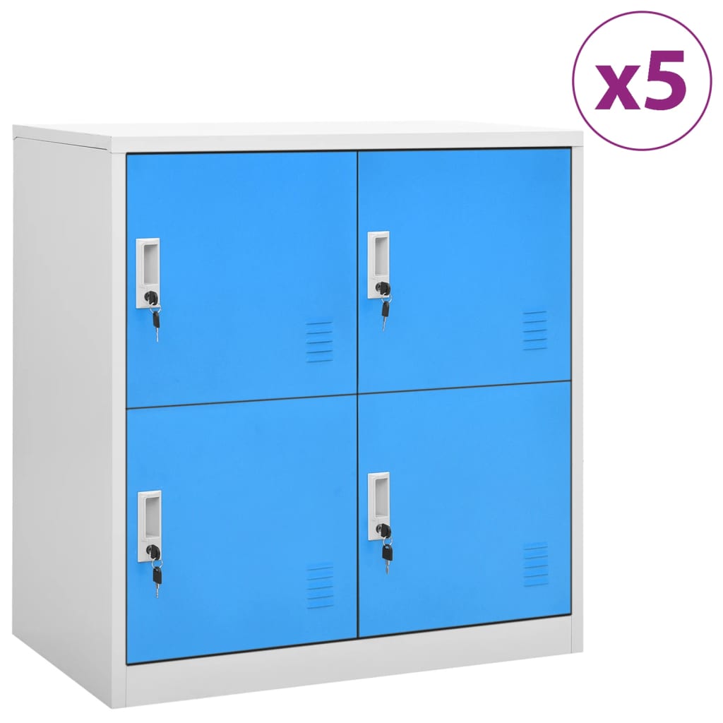 Locker Cabinets 5 pcs Light Grey and Blue 90x45x92.5 cm Steel - All Things Good