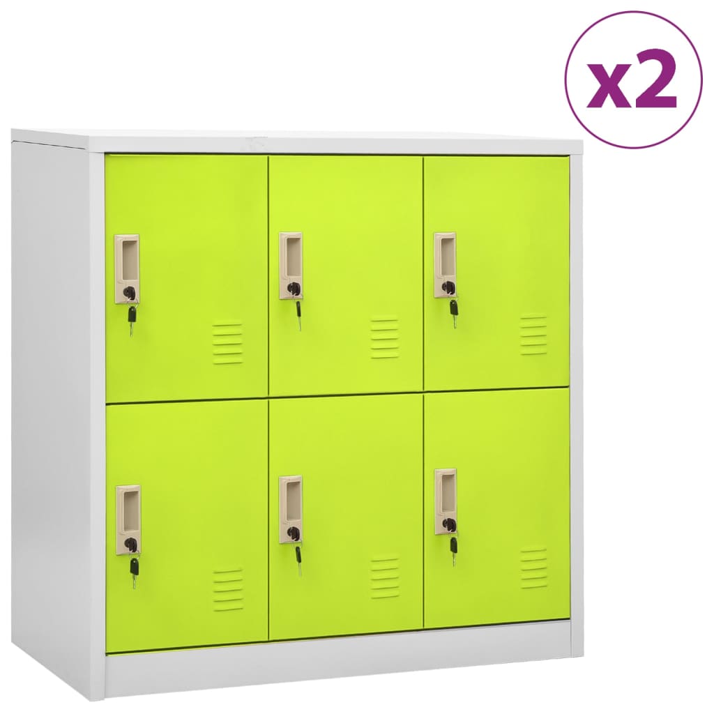 Locker Cabinets 2 pcs Light Grey and Green 90x45x92.5 cm Steel - Style and Chic