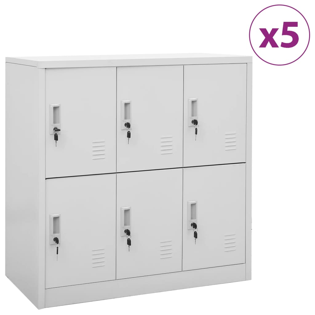 Locker Cabinets 5 pcs Light Grey 90x45x92.5 cm Steel - All Things Good