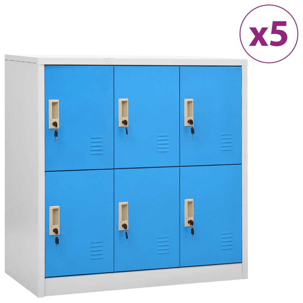 Locker Cabinets 5 pcs Light Grey and Blue 90x45x92.5 cm Steel - Casper Homes