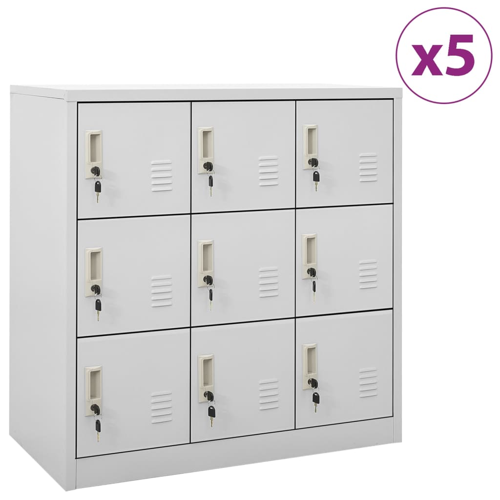 Locker Cabinets 5 pcs Light Grey 90x45x92.5 cm Steel - Style and Chic