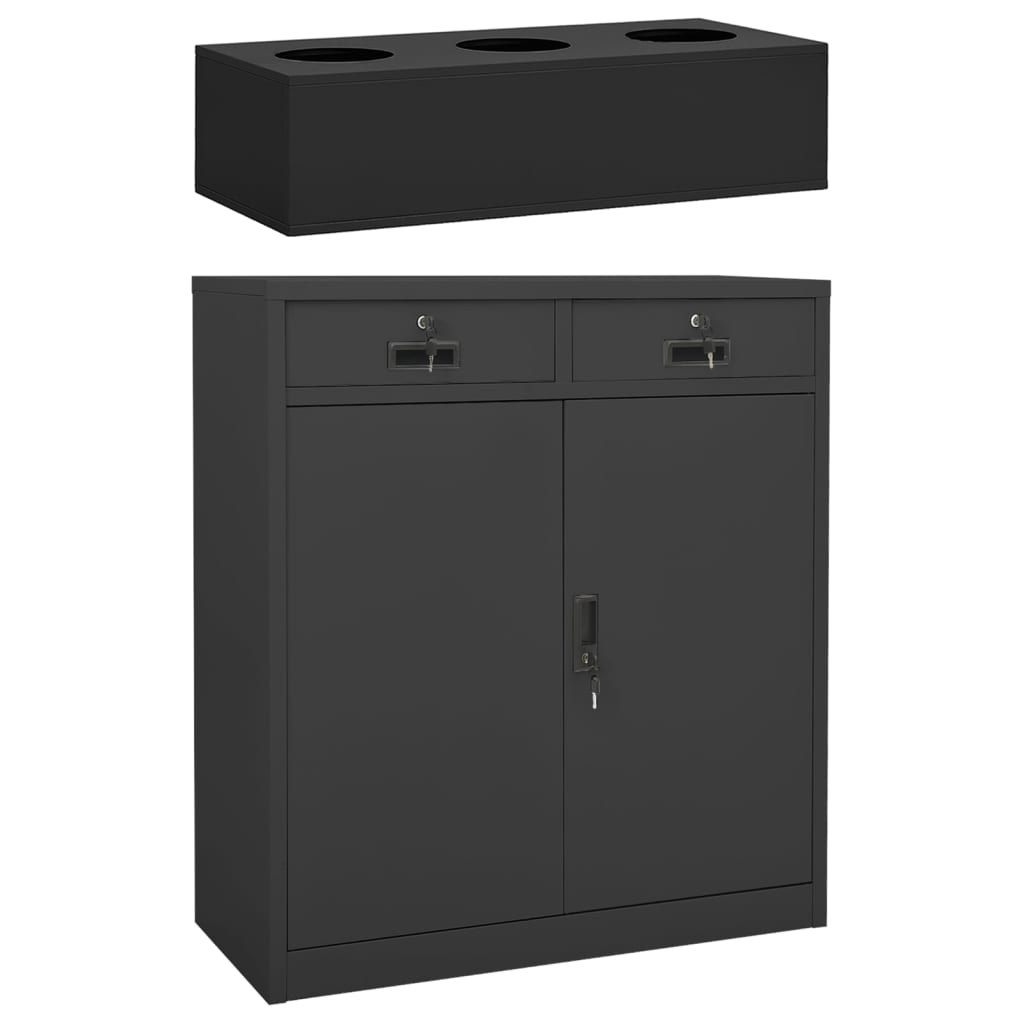 Office Cabinet with Planter Box Anthracite 90x40x125 cm Steel - The Home Maker