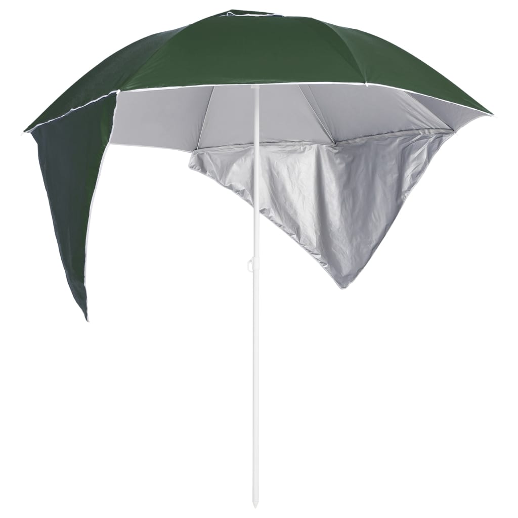 Beach Umbrella with Side Walls Green 215 cm - Unbeatable Bargains