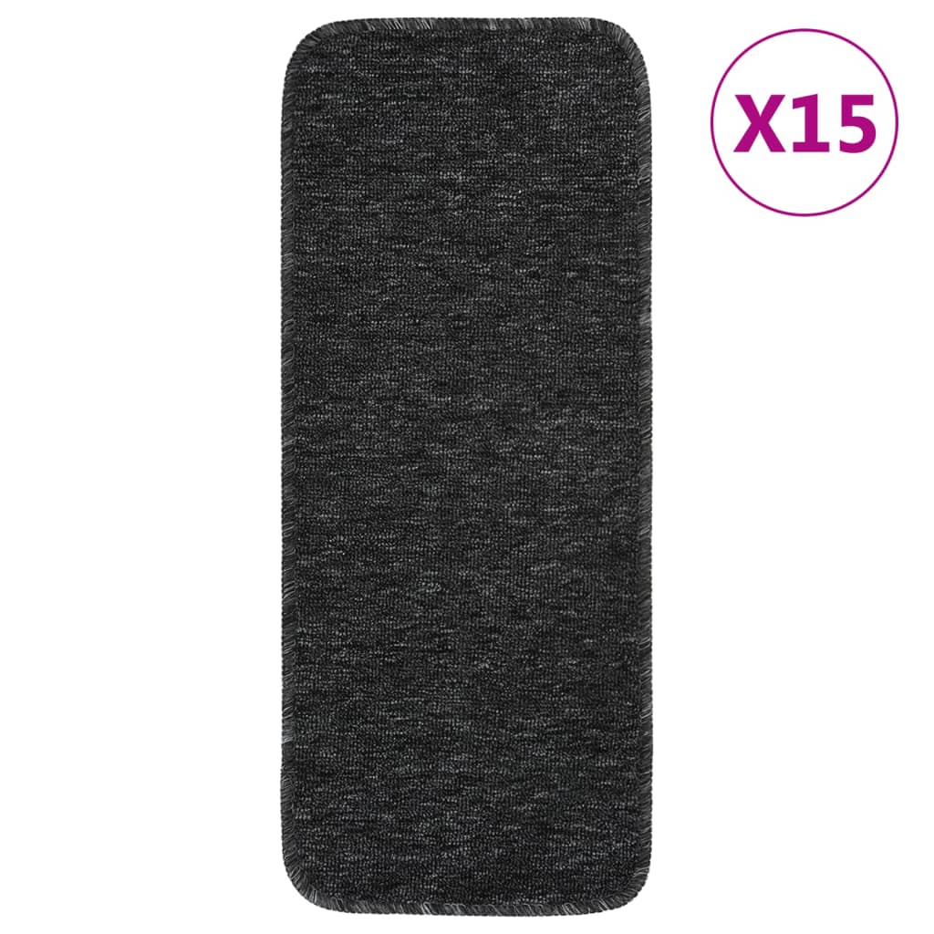 Anti Slip Stair Mats 15 pcs 60x25 cm Anthracite Rectangular - Direct Imports