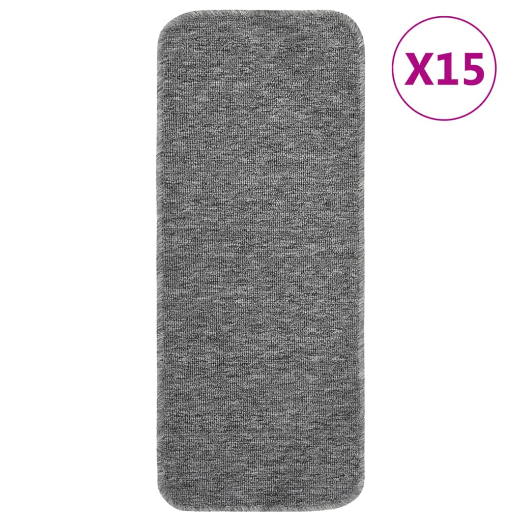 Anti Slip Stair Mats 15 pcs 60x25 cm Grey Rectangular - All Things Good