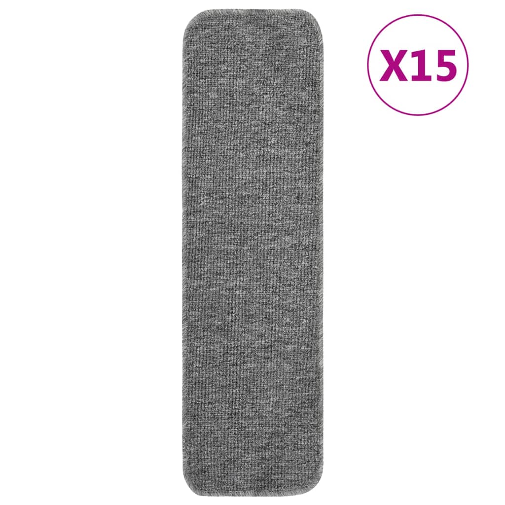 Anti Slip Stair Mats 15 pcs 75x20 cm Grey Rectangular - Casper Homes