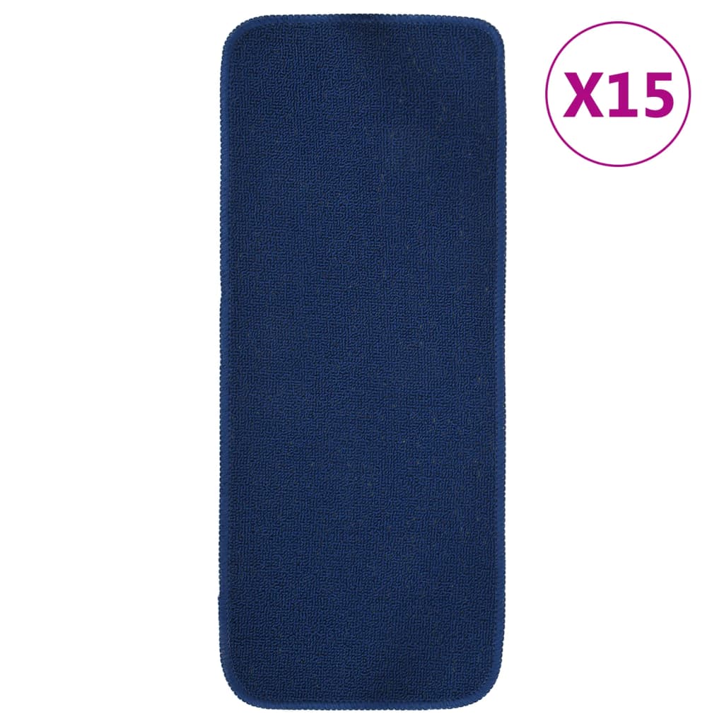 Anti Slip Stair Mats 15 pcs 60x25 cm Navy Blue Rectangular - Unbeatable Bargains