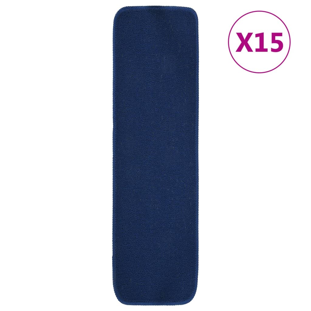 Anti Slip Stair Mats 15 pcs 75x20 cm Navy Blue Rectangular - Brittle & Co