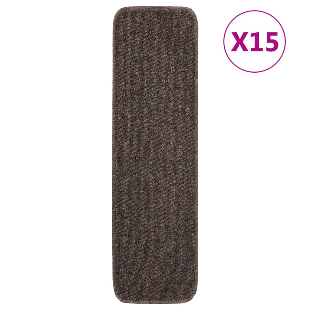 Anti Slip Stair Mats 15 pcs 75x20 cm Brown Rectangular - Merlin Deals