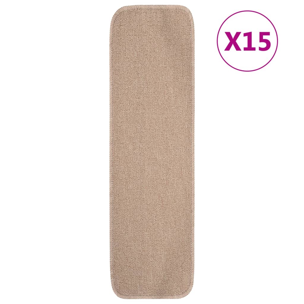 Anti Slip Stair Mats 15 pcs 75x20 cm Beige Rectangular - Merlin Deals