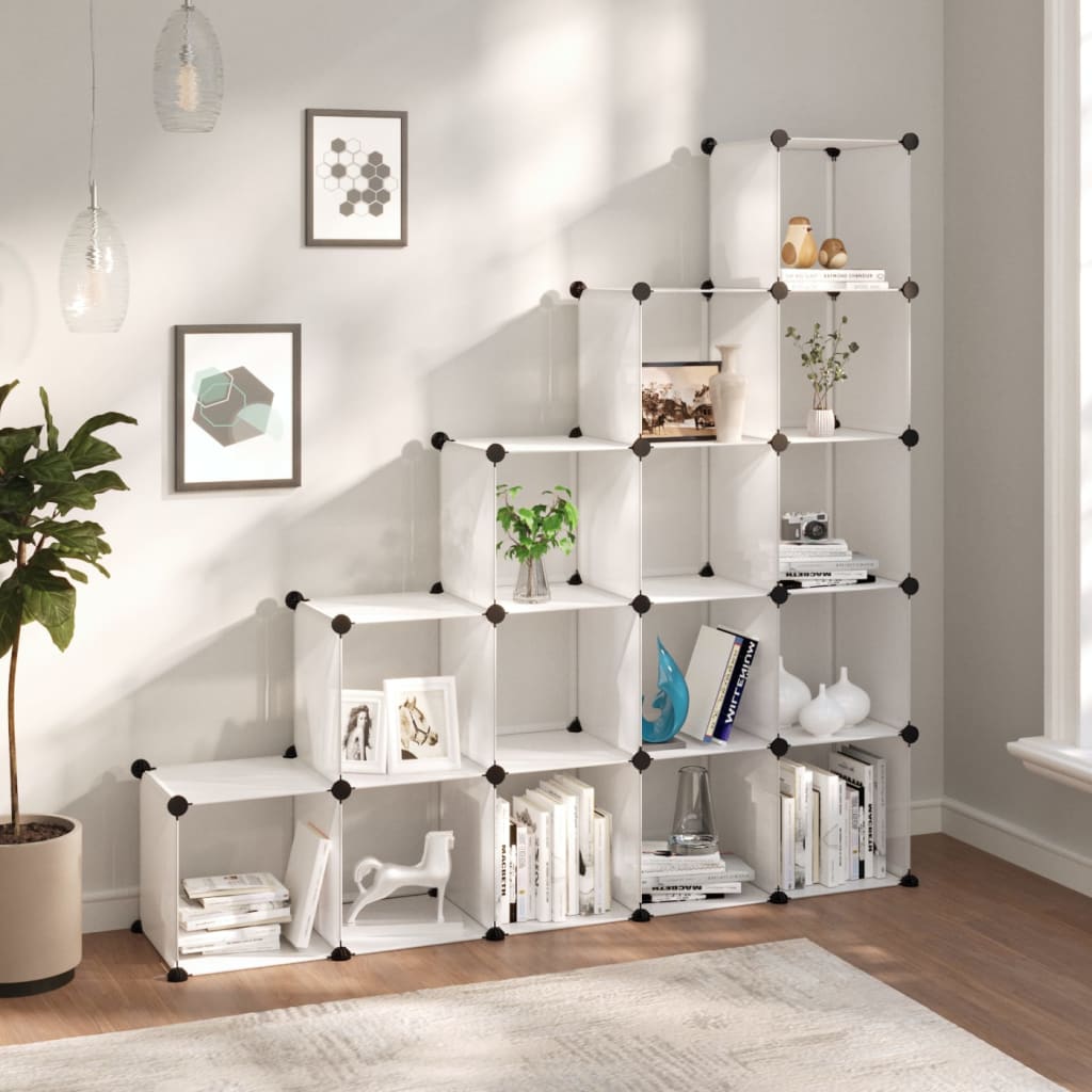 Storage Cube Organiser with 15 Cubes Transparent PP - R and M Furniture