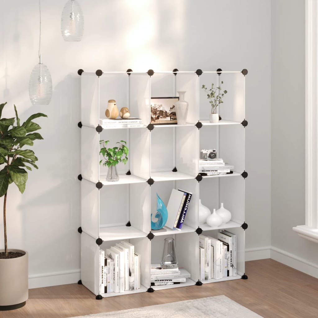 Storage Cube Organiser with 12 Cubes Transparent PP - Merlin Deals