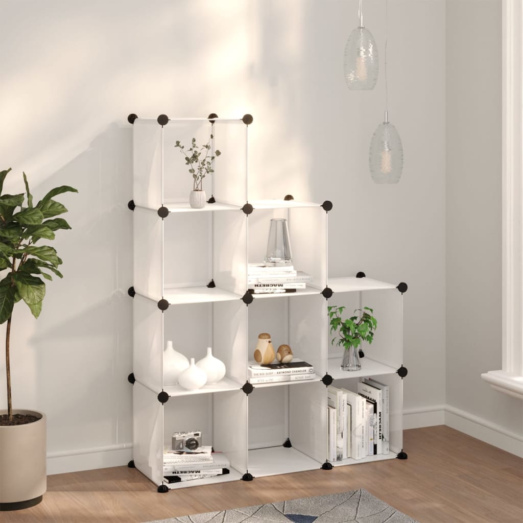 Storage Cube Organiser with 9 Cubes Transparent PP - Decor Base