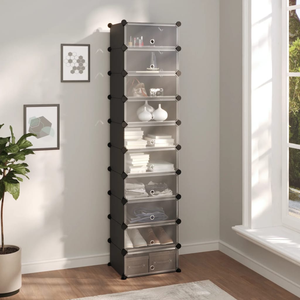 Shoe Rack Black 44x32x174 cm PP - All Things Good