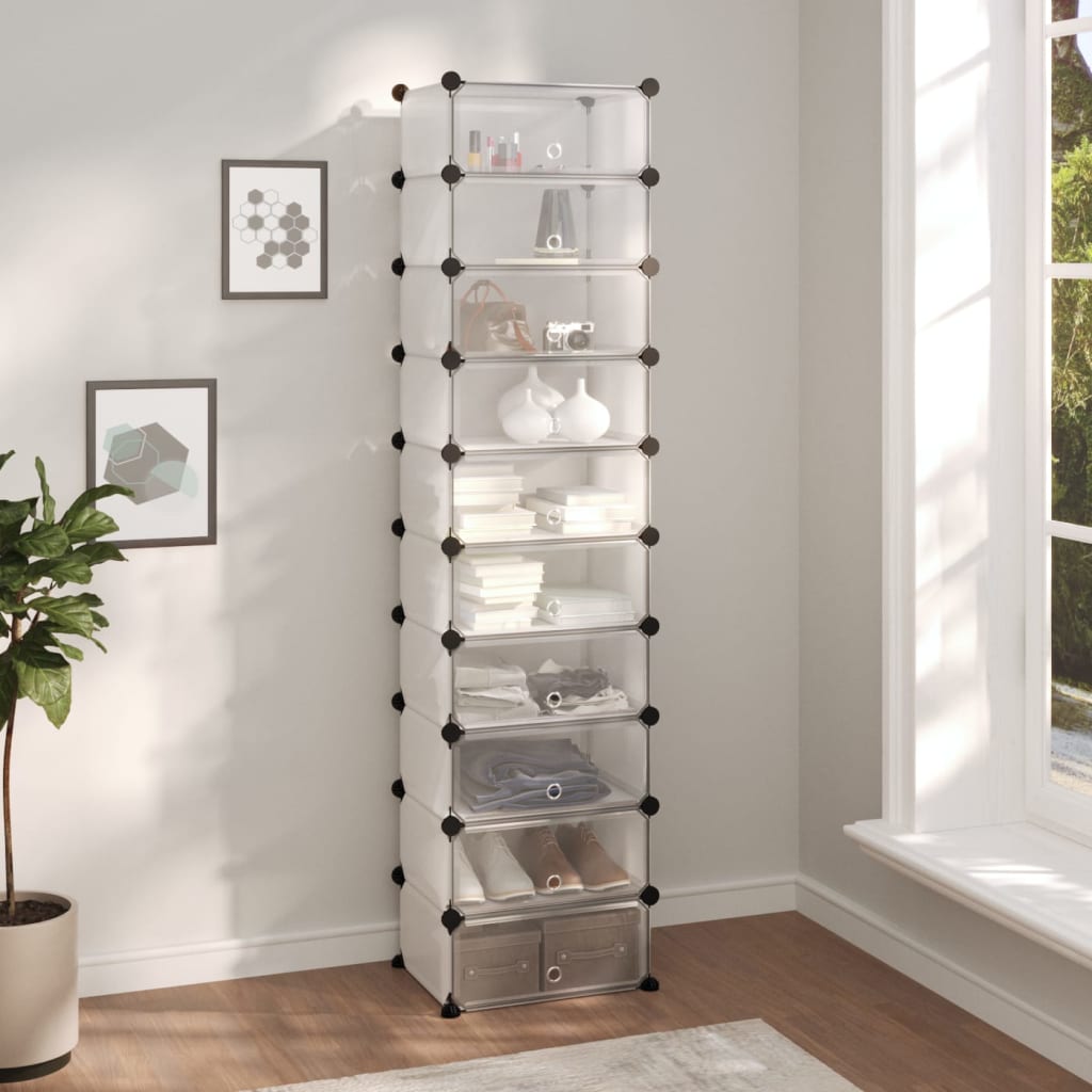 Shoe Rack Transparent 44x32x174 cm PP - Design Hut