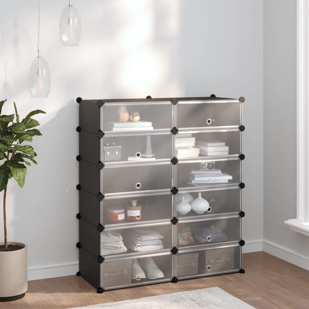 Shoe Rack Black 94.5x36.5x106 cm PP - Design Hut