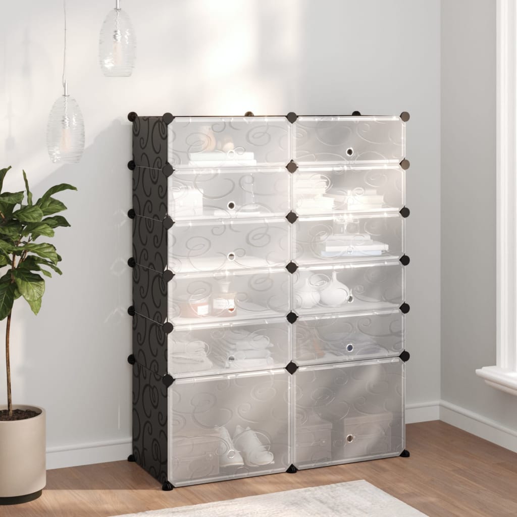 Shoe Rack Black 94x37x125 cm PP - Merkel Designers