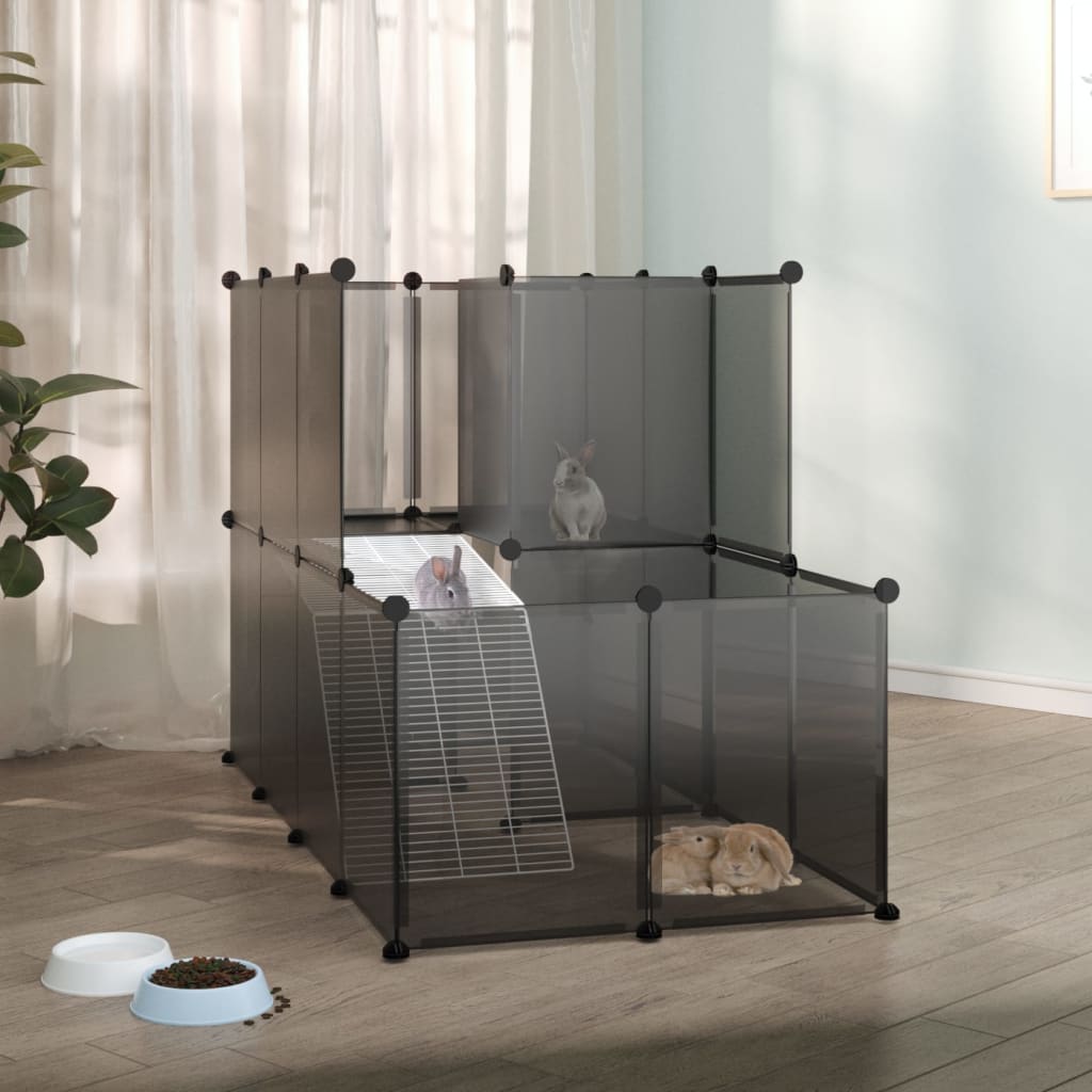 Small Animal Cage Black 142x74x93 cm PP and Steel - Merkel Designers