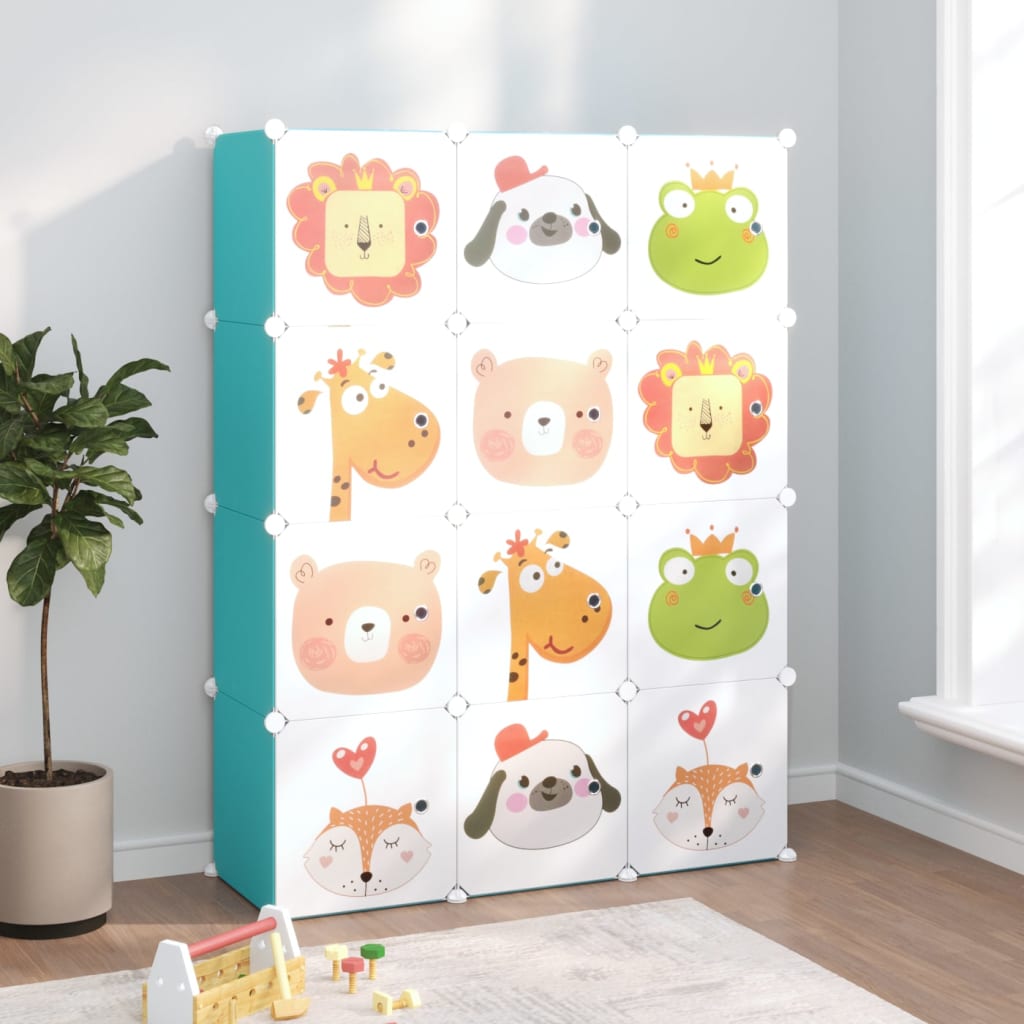 Cube Storage Cabinet for Kids with 12 Cubes Green PP - Tyrell & Tyrell