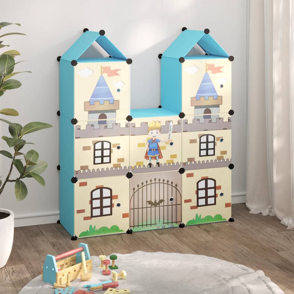 Cube Storage Cabinet for Kids with 8 Cubes Blue PP - All Things Good