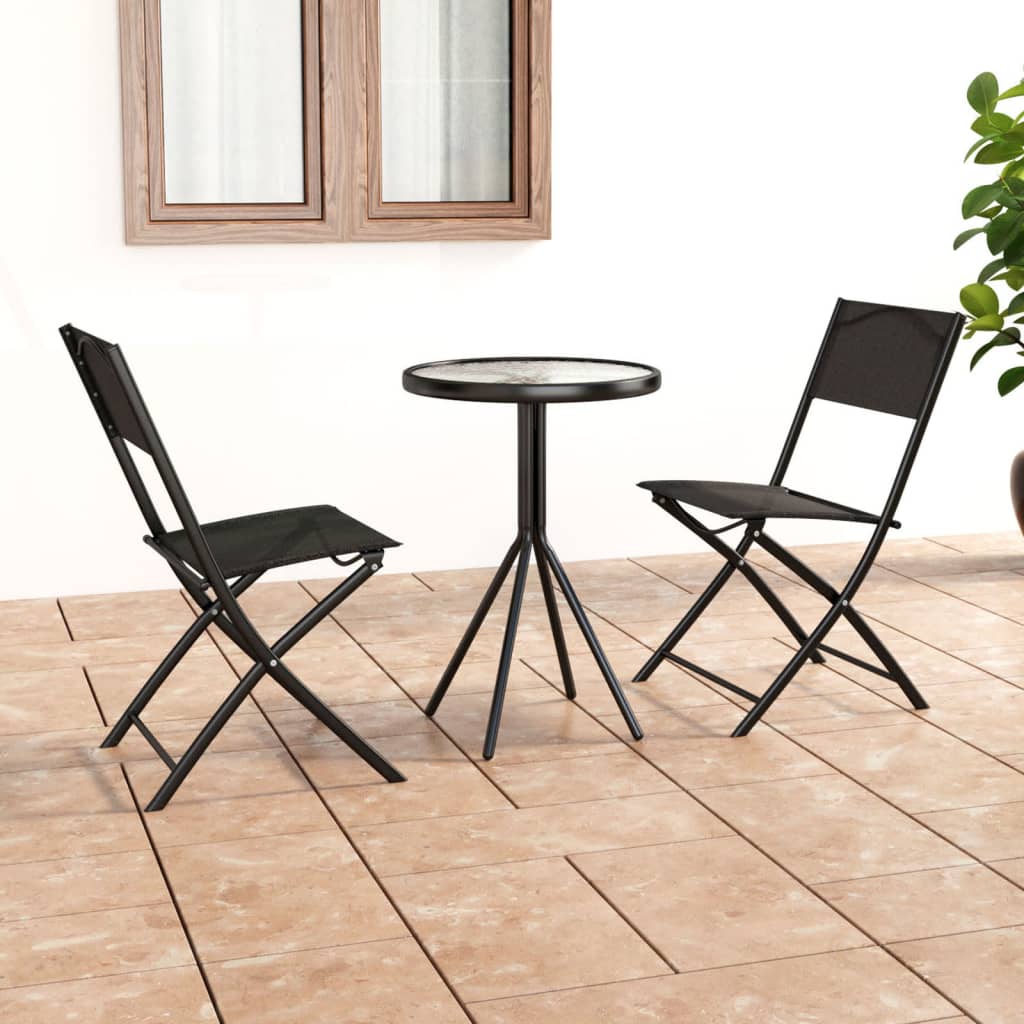 3 Piece Bistro Set Steel Black - Discount Dealers