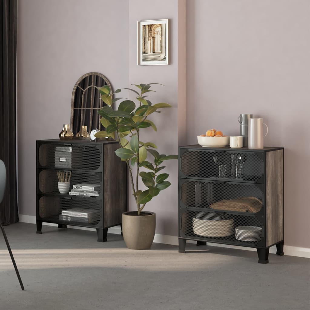 Storage Cabinets 2 pcs Grey 72x36x82 cm Metal and MDF - Style and Chic