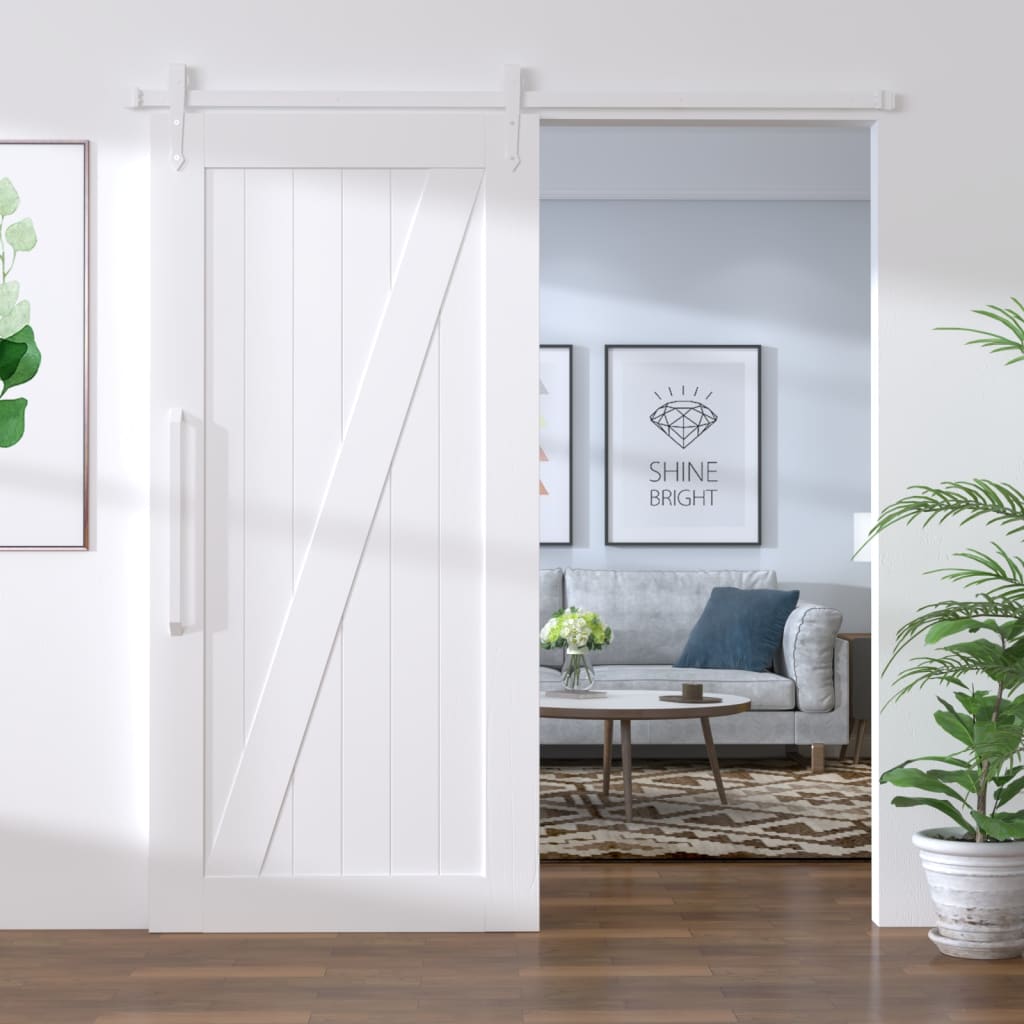 Sliding Door Hardware Kit 200 cm Steel White - Design Hut