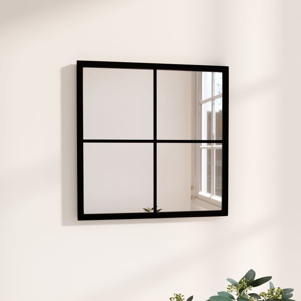 Wall Mirror Black 40x40 cm Metal - Brittle & Co
